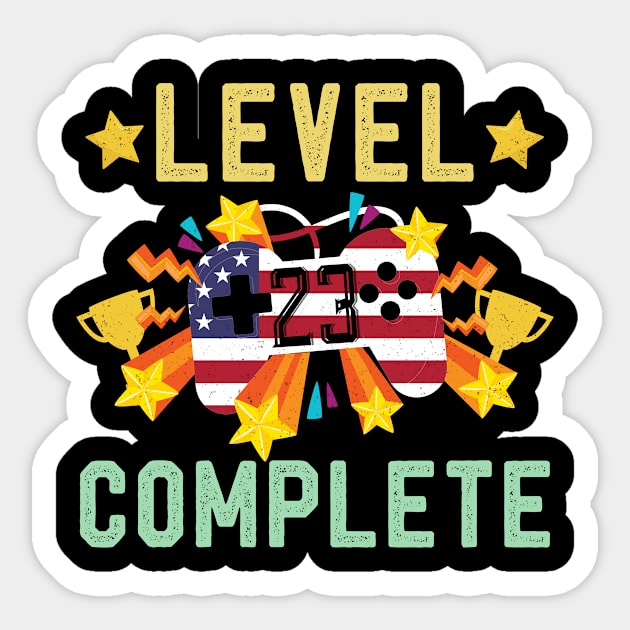 Level 23 Complete 4th Of July & Birthday Gift Vintage TShirt Celebrate 23th Wedding Present Sticker by kaza191